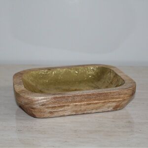 Small Mango Wood Tray With Gold Leaf Interior